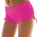 Micosuza Classical Women's Swim Boardshorts Beach Bikini Bottoms with Adjustable Ties 7 Color XS-XXL (Medium, Lightpink)