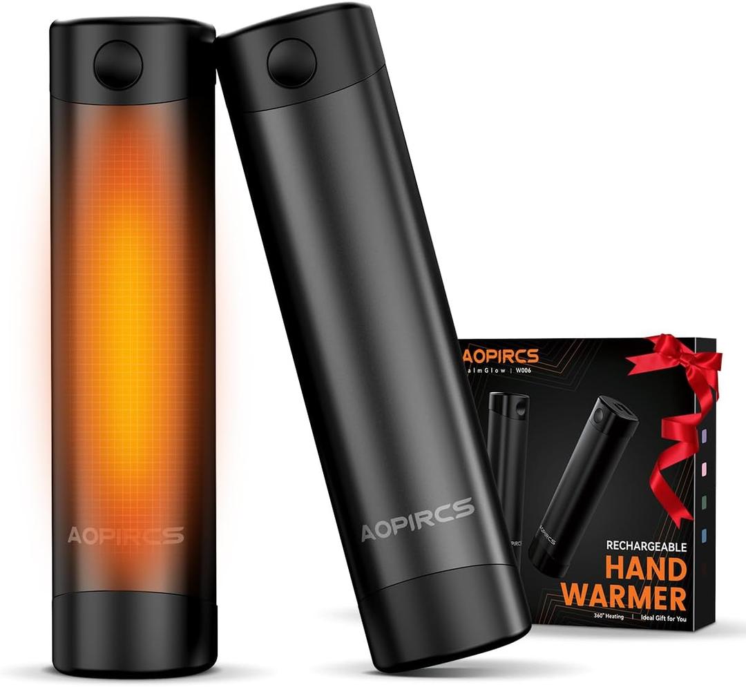 Rechargeable Hand Warmers - 2 Pack Electric Pocket Warmer, 360 Heating, 2X 5000mAh 18Hrs Long Last, 3 Settings - Camping Essentials, Hunting Gear, Christmas Stocking Stuffers, Gifts for Men, Women (Black)
