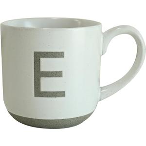 COLLECTIVE HOME - Ceramic Mug, Uppercase Letter Design, Matte Sandstone Texture, Minimalist and Stylish, 15oz, Perfect for Personalized Gifts (E)