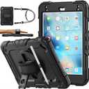 SEYMAC stock Case for iPad mini 5/4 with Screen Protector Pencil Holder [360 Rotating Hand Strap] & Stand, Drop-Proof Case for iPad mini 5th/4th Generation 7.9 inch (Black)