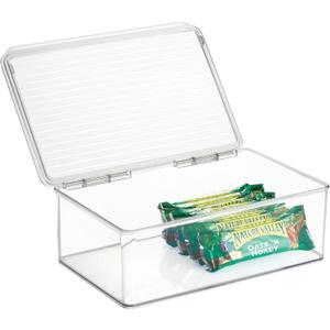 iDesign BPA-Free Plastic Pantry and Kitchen Storage, Stackable Freezer and Fridge Organizer Lidded Bin  7.25" x 10.75" x 3.75", Clear
