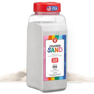 Hygloss Colored Sand for Crafts – 3 lb Bottle, White – Vibrant Colorful Fine Sensory Play Sand Art Kits for Kids – Classroom Activities for Children 3 4 5 6 7 8 9 10 11 12 – Safe for Ages 3+