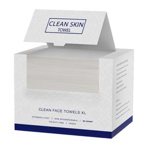 Clean Skin Face Towels XL,Disposable Face Towelettes (50 Count) Plant Based Cleansing Towelettes for skin care,Makeup Removal,Unscented Facial Cloths, Soft and Gentle,100% viscose fiber