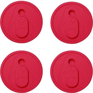 4 Pack Silicone Lids for Glass Cups with Bamboo Lids and Straws, 2.75inch/70mm Silicone Lids for 16OZ 20OZ 24OZ Glass Cups Red
