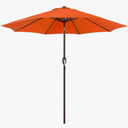 Blissun 9' Outdoor Patio Umbrella, Outdoor Table Umbrella, Yard Umbrella, Market Umbrella with 8 Sturdy Ribs, Push Button Tilt and Crank