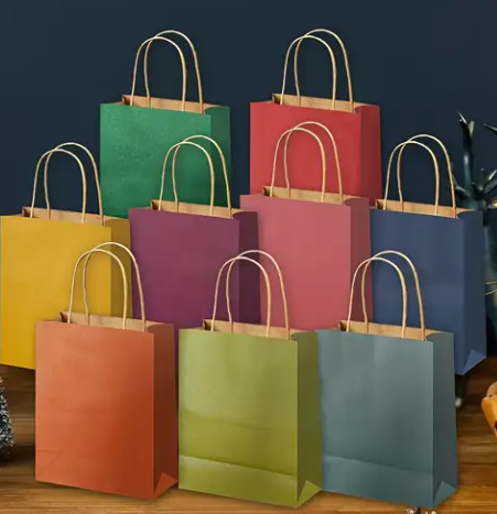 20-Packs Paper Bags with Handles Bulk 5.75" x 3" x 8.25" Medium Gift Bags 20 Different Senior Color Bags Multiple Uses (Medium Size） 