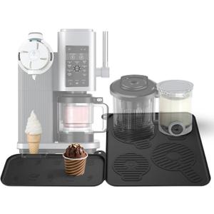 Palksky Silicone Mat for Ninja Swirl Ice Creami Maker,1 Set of 2 Silicone Pad for Ninja Soft Serve Cream Machine Accessories and Creami Pint Containers, Black