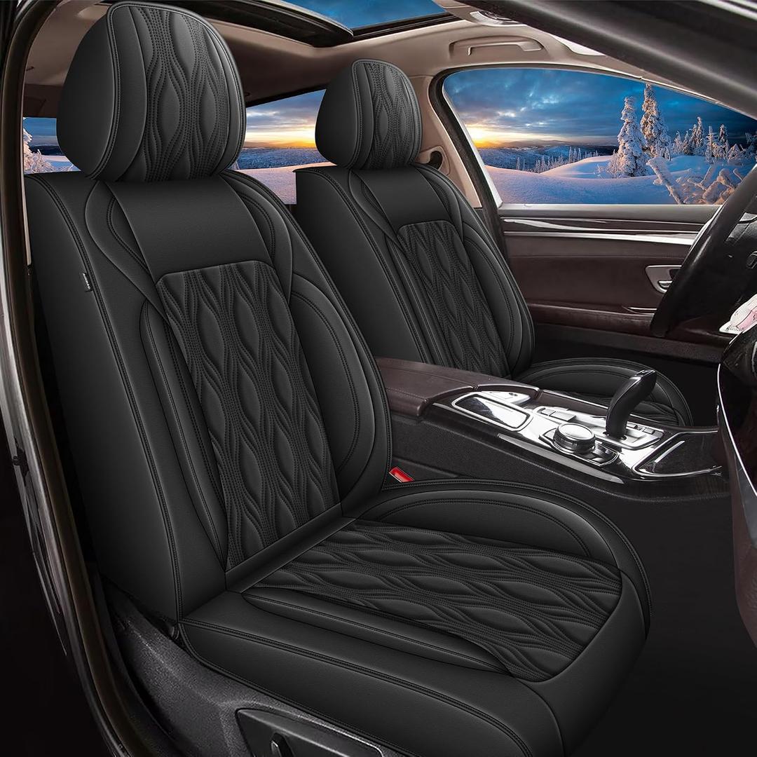 DISUTOGO Full Set Waterproof Leather Seat Covers for Jeep Cherokee 2014-2023, Custom Fit Car Seat Cushions for 5 Seats, Airbag Compatible Auto Seat Protectors (Black)