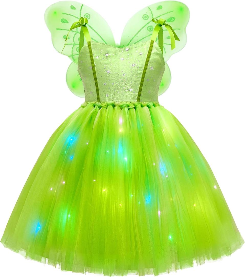 ToLaFio Light up Tinkerbell Costume for Girls Princess Costume for Little Girls Halloween Fancy Party Dress for Little Girls 0-1Y