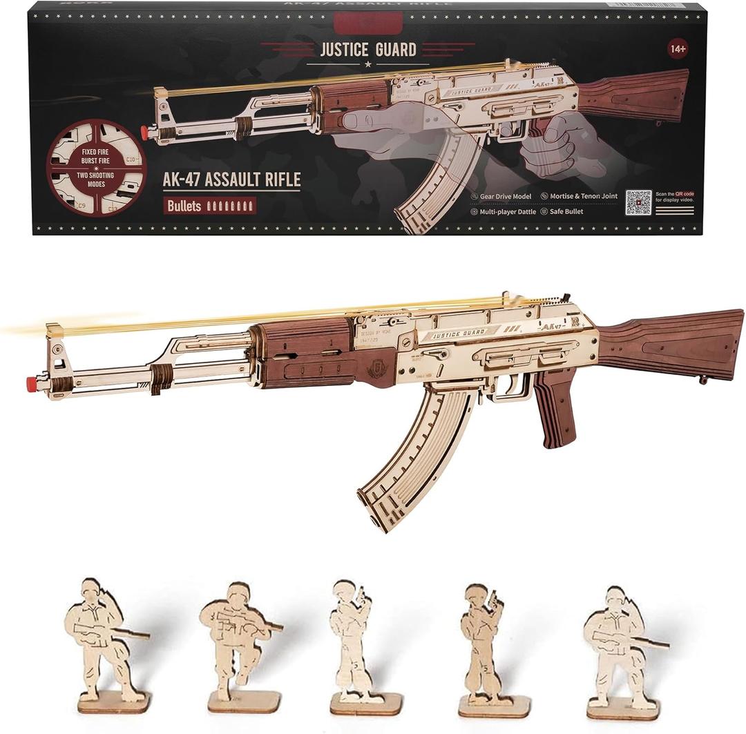 Wowood 3D Wooden Puzzles for Adults, DIY Rubber Band Gun, Wood Model Building Kits, Wooden Puzzle for Family Time