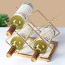 Countertop Wine Rack - 5 Bottle Freestanding Modern Gold Metal Small Wine Rack - Tabletop Wine Holder Stand for Cabinet, Pantry, Wine Bottle Storage