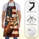 Rustic Deer Apron for Women with American Flag,28x33in,Patriotic Kitchen Aprons with 2 Pockets,Oxford Fabric,Wildlife Adjustable Apron for Cooking Baking Gardening Chef,Gifts for Mom Wife