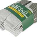 HOT FEET Work Socks for Men, Long All Weather Boot Crew Cotton Socks, Cushioned, Moisture Wicking, Stocking Stuffers (Gray)