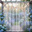 63 Pcs Flower Garland for Backdrop 2pcs 9.84 x 4.92 ft White Tulle Backdrop 1pc 7.55 ft Artificial Rose Vine 60 Fake Floral for Wedding Bridal Baby Shower Birthday Party Home Decor(Blue)