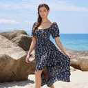 Scarlet Darkness Corset Dresses for Women Summer 2026 Floral Wedding Guest Chiffon Sundress (Black, XL)