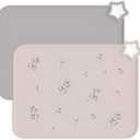 Moonkie Silicone Placemats for Baby & Kid, Stain-Proof Non-Slip Toddler Food Mats Eating Table Mat with 2 Packs(Ether/Sage