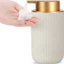 Ceramic Hand Foaming Soap Dispenser - 300ml Hand Foaming Pump Soap Dispenser for Hand Wash Beige Ceramic Dish Liquid Foam Dispenser for Kitchen Bathroom