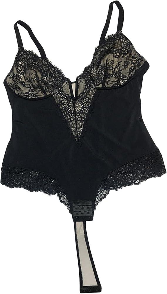 Womens Deep V Neck Spaghetti Strap Bodysuit Sexy Lace Sleeveless Camisole Bustier Top
, 3XL