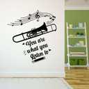 Design With Vinyl Music Wall Decal Rocking Trumpet Silhouette on White Background Removable - Size: 18 in x 20 in