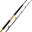 Fiblink Saltwater Fishing Trolling Rod Heavy Roller Rod Big Game Conventional Boat Fishing Pole with Roller Guides  6'6" 30-50lb-2pc