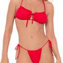 Sports Illustrated Women's Standard Ruffle Cutout Bralette (Medium, Flame)