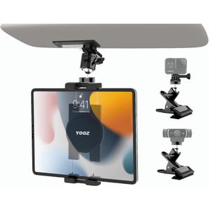 Car Sun Visor Tablet Mount, Truck Visor Tablet Holder Clip [Upgrade Clip Never Fall] Multifunctional Vehicle Phone Clamp with 1/4" Screw, for iPad, Galaxy Tabs, Fire, iPhone, 4-12.9"