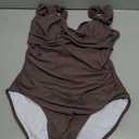 Womens One Piece Swimsuits Tummy Control Bathing Suits Modest Full Coverage Swimsuit Wide Straps Swimwear (Brown, M)