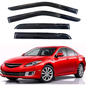 KPY Rain Guards Fit for 2009-2013 Mazda 6 Sedan, Out-Channel Window Visors Vent Wind Deflectors 4PC, Car Accessories for 09-13 Mazda 6 Sedan (Excludes Hatchback)