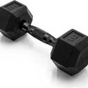 CAP Barbell 10 LB Rubber Coated Hex Dumbbell Hand Weight - Single | Black Handle