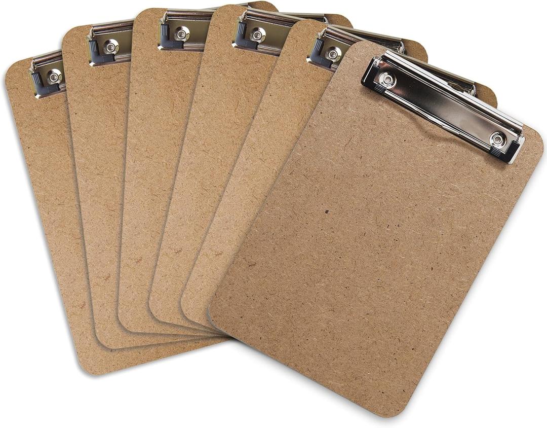 Mini Clipboard 6" x 9" (Set of 6) Memo Clipboard | Small Clipboards 6x9 with Low Profile Clip, Mini Clipboards 6x9, Little Clipboards Half Size | Office, Teacher, Classroom & Back to School Supplies