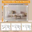 SHYUJAJIE No Bottom Bar Baby Gate, 37 inch Tall Cat Pet Gate for Doorway, Adjustable 27.5in- 43 in Dog Gate with Large Walk Thru Door (White, 37inch)