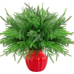 Christmas Norfolk Pine Branches - Set of 12 Artificial 18-Inch DIY Crafts for Xmas Indoor and Outdoor Home Decor