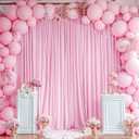 10x10ft Pink Backdrop Curtain for Wedding Parties Wrinkle Free Fabric Light Pink Drapes Backdrop Decoration for Baby Shower Birthday Photography Decoration 2 Panels, 5ft x 10ft
