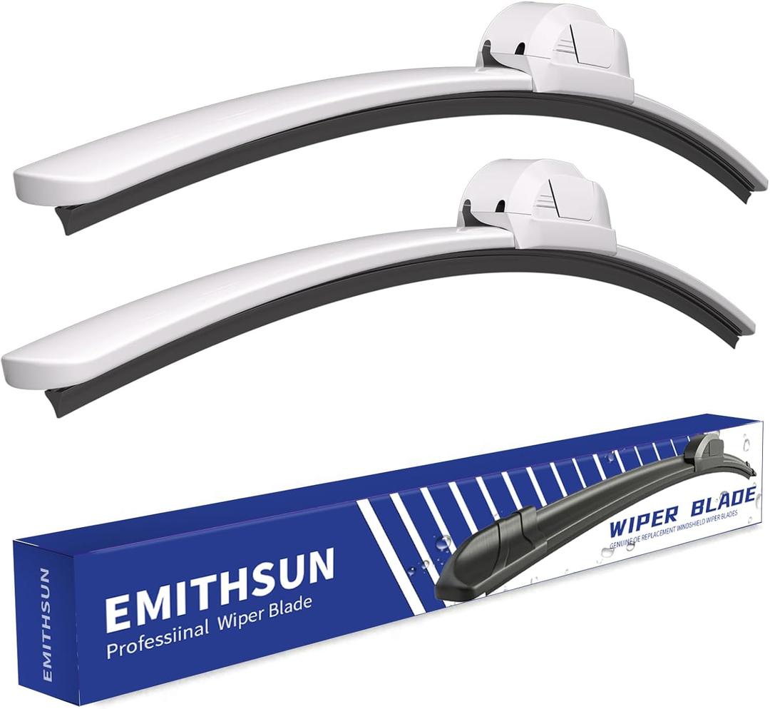 OEM QUALITY 26" + 17" Premium All-Seasons Durable Stable And Quiet White Windshield Wiper Blades (Set of 2)