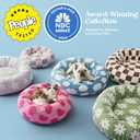 Lesure Shown on TV Donut Dog Beds Large Sized Dog - Round Pet Beds for Calming Puppy with Washable Cover, Orthopedic Modern Home Decor Beds with Jacquard Shaggy Plush & Anti Slip Bottom, 33 InchBlue