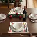 OWENIE Christmas Tree Placemats Set of 4 for Kitchen Table, Waterproof & Washable Print Xmas Pine Trees Textured Fabric Mats for Festive Holiday Winter Snowy Decor, 13W x 19L