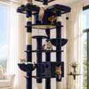 Globlazer Cat Tree Tower for Multiple Adult Cats, 82in, F82, Dark Grey, XXL Tall with Scratching Posts, 3 Perches, 2 Condos, 2 Hanging Baskets
