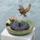 SiliFine Solar Fountain Ceramic Bird Bath for Outdoors Hummingbird Solar Fountain with Ground Ceramic Bird Baths Bowl for Outside, Large Table Top Garden Decor for Patio Yard Home