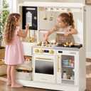 Tiny Land Wooden Play Kitchen with 2-in-1 Bistro Play, 39.3 x 12.3 x 31.8 inches