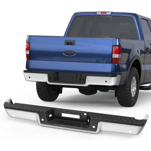 Chrome Rear Step Bumper Assembly Compatible for 2004 2005 2006 Ford F150 F 150 F-150 Pickup FO1103127 WITH Parking Sensor Holes Steel Complete Back Bumpers