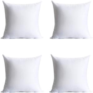 Calibrate Timing 18 x 18 inches Pillow Inserts, Set of 4 Hypoallergenic Brushed Microfiber Liner Down Alternative Filled Square Cushion Throw Pillow, 4 Count
