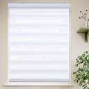 MYshade Roller Shades Zebra Blinds for Indoor Windows Cordless Day and Night Light Filtering Dual Layer Roller Window Blinds & Shades, Easy to Install, Size 43" W x 72" H, White