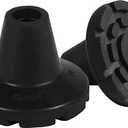 KMINA Crutch Tips 7/8 Inch (x2 Units), All Terrain Non-Slip Cane Tips, Heavy Duty Rubber Replacement, Wide Base Stability, Patented, Made in Europe (Black)