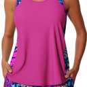 Summer Mae Blouson Tankini Swimsuits for Women 2026 Tummy Control Two Piece Bathing Suits with Sporty Pockets Swim Shorts, Size: 18 Plus