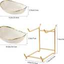 jessie 2 Tier Ceramic Fruit Bowl for Kitchen Counter with Metal Rack, Fruit Basket with Stand, Porcelain Bowls for Vegetable Bread Candy Snack Nuts Dessert Cake Tray (Gold 2 layer)