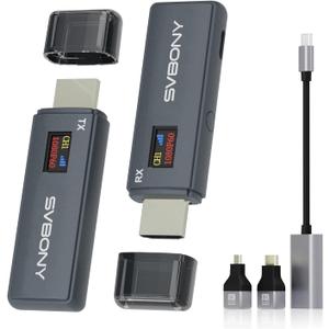 SVBONY Wireless HDMI Transmitter and Receiver, 5.8G LED Display Transmitter,1080P/60Hz Ultra HD Video Output, Plug and Play Wireless HDMI Extender for Streaming Video/PC/Projector/TV Box/Camera