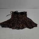 Women Sexy Leopard Lace Panel Mini Dress Spaghetti Straps Bow Tie Front Clubwear M