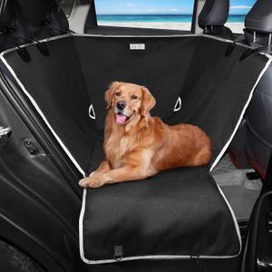 njnj Dog Car Seat Cover for Back Seat - Waterproof Dog Half Hammock for Cars, Scratchproof Pet Backseat Protector, Perdurable, Non-Slip Booster Seat for Small, Medium and Large Dogs (Black)