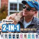 Dog Water Bottle with Food Container, Travel Puppy Water Bowl, Portable Pet Dispenser, Dog Stuff Accessories Items, Puppy Essentials Necessities for Yorkie Chihuahua Cat Walking and Hiking (10oz, #05 Pinkish Orange)