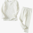Toddler Girls Boys Pajamas Basic Solid Color Cotton Sleepwear Soft Long Sleeve Pjs 2pcs Set, Size:3